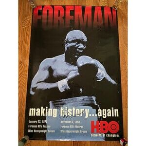 Autographed George Foreman original vintage HBO fight boxing poster